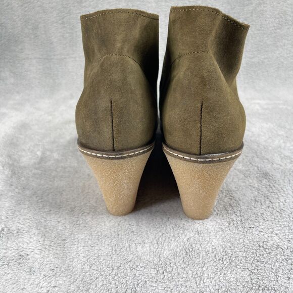 J.Crew MacAlister Womens Bootie Sz 12 Olive Green Suede Leather Wedge Ankle Boot - Picture 3 of 11